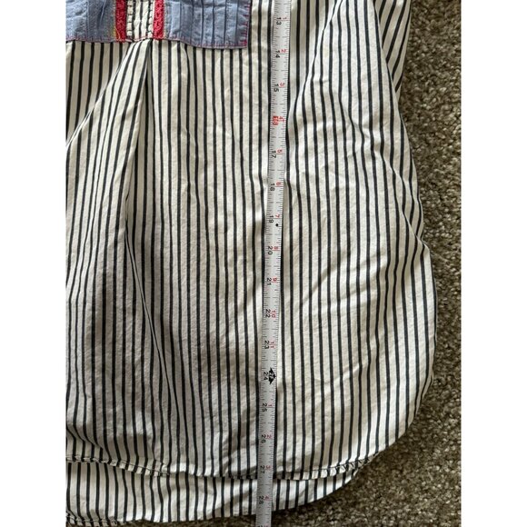 GAP Women’s White Blue Striped Cotton Crochet Popover Shirt Tunic Top MEDIUM/ L2 - Picture 7 of 8